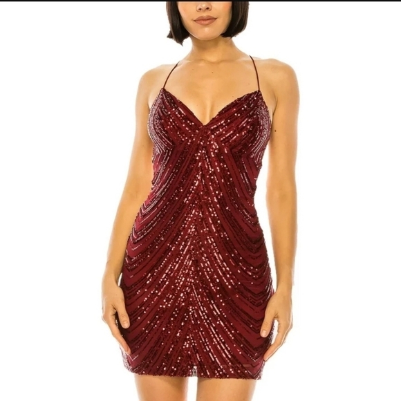 B. DARLIN JUNIORS WOMENS SEQUIN MINI BODYCON DRESS - Picture 6 of 14